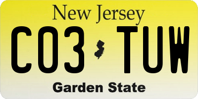 NJ license plate C03TUW