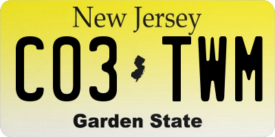 NJ license plate C03TWM