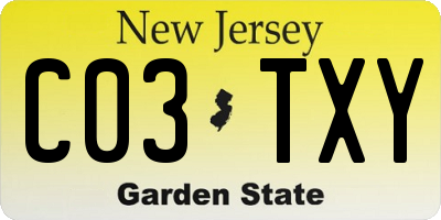 NJ license plate C03TXY