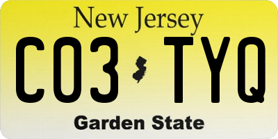 NJ license plate C03TYQ