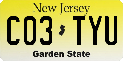 NJ license plate C03TYU