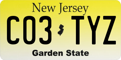 NJ license plate C03TYZ