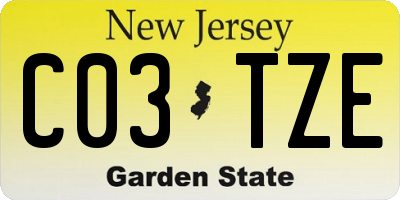NJ license plate C03TZE