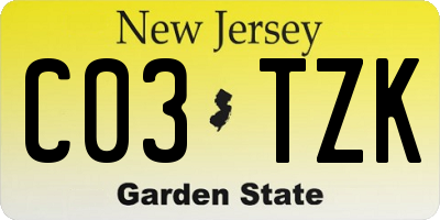 NJ license plate C03TZK