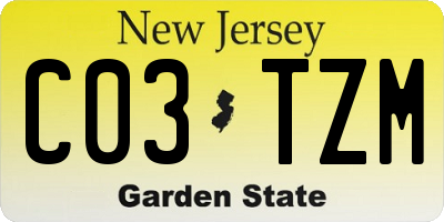 NJ license plate C03TZM