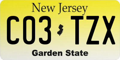 NJ license plate C03TZX
