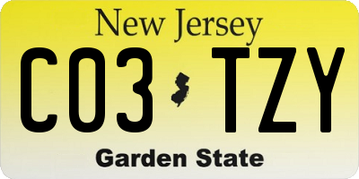 NJ license plate C03TZY
