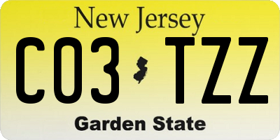 NJ license plate C03TZZ