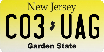 NJ license plate C03UAG