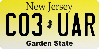 NJ license plate C03UAR