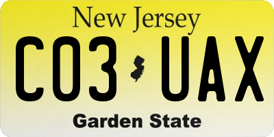 NJ license plate C03UAX