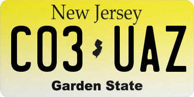 NJ license plate C03UAZ