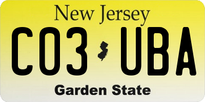 NJ license plate C03UBA