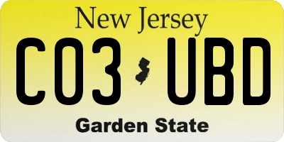 NJ license plate C03UBD
