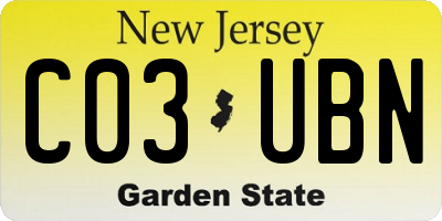 NJ license plate C03UBN