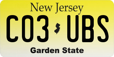 NJ license plate C03UBS