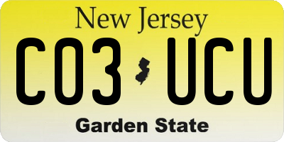 NJ license plate C03UCU
