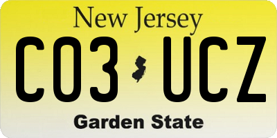NJ license plate C03UCZ