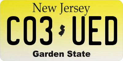NJ license plate C03UED