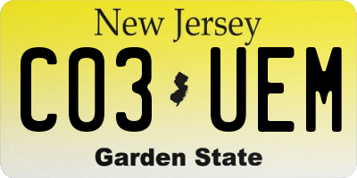 NJ license plate C03UEM