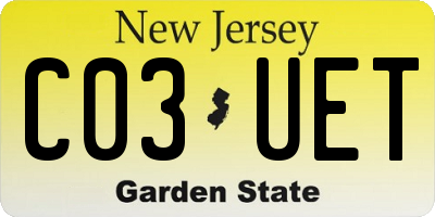NJ license plate C03UET