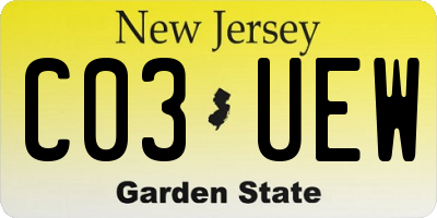 NJ license plate C03UEW