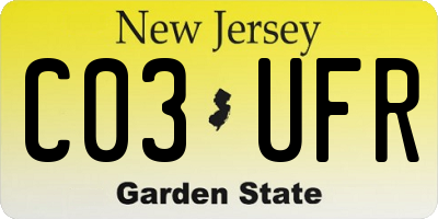 NJ license plate C03UFR