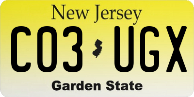 NJ license plate C03UGX