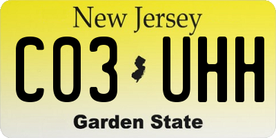 NJ license plate C03UHH
