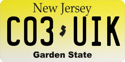 NJ license plate C03UIK