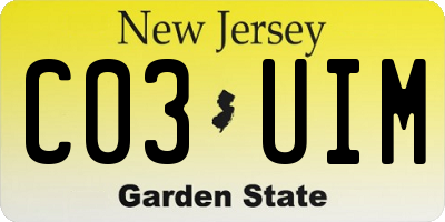 NJ license plate C03UIM