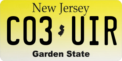 NJ license plate C03UIR