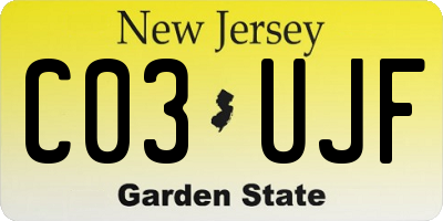 NJ license plate C03UJF