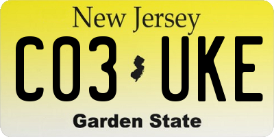NJ license plate C03UKE