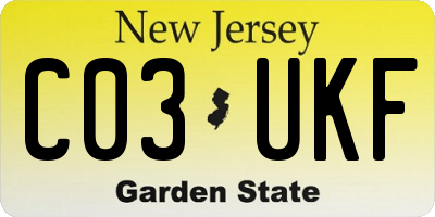 NJ license plate C03UKF