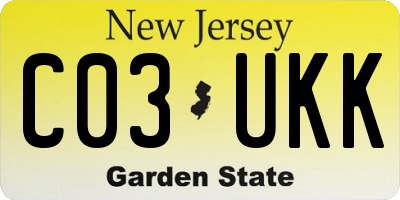 NJ license plate C03UKK