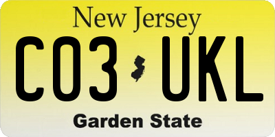 NJ license plate C03UKL
