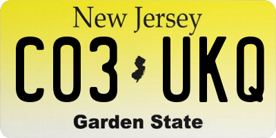 NJ license plate C03UKQ