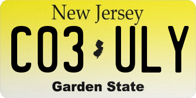 NJ license plate C03ULY