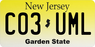 NJ license plate C03UML