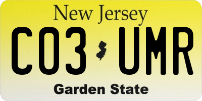 NJ license plate C03UMR