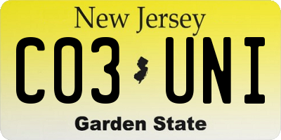 NJ license plate C03UNI