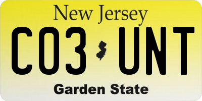 NJ license plate C03UNT