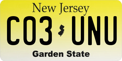 NJ license plate C03UNU