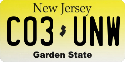 NJ license plate C03UNW
