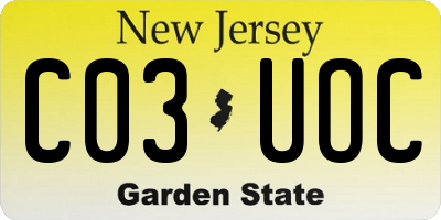 NJ license plate C03UOC