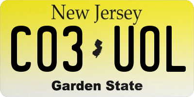 NJ license plate C03UOL