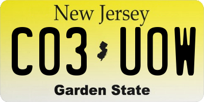 NJ license plate C03UOW