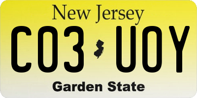 NJ license plate C03UOY