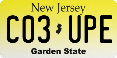 NJ license plate C03UPE